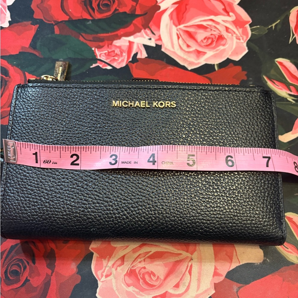 Michael Kors Black Leather Wallet with Gold Accents